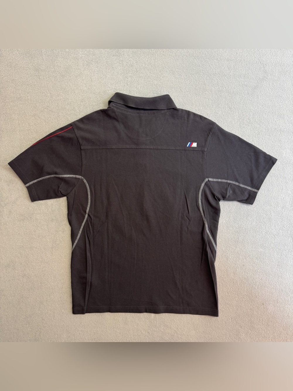 Bmw M Polo Shirt Large Men's Short Sleeve Black Pique Cotton Car Motorcycle